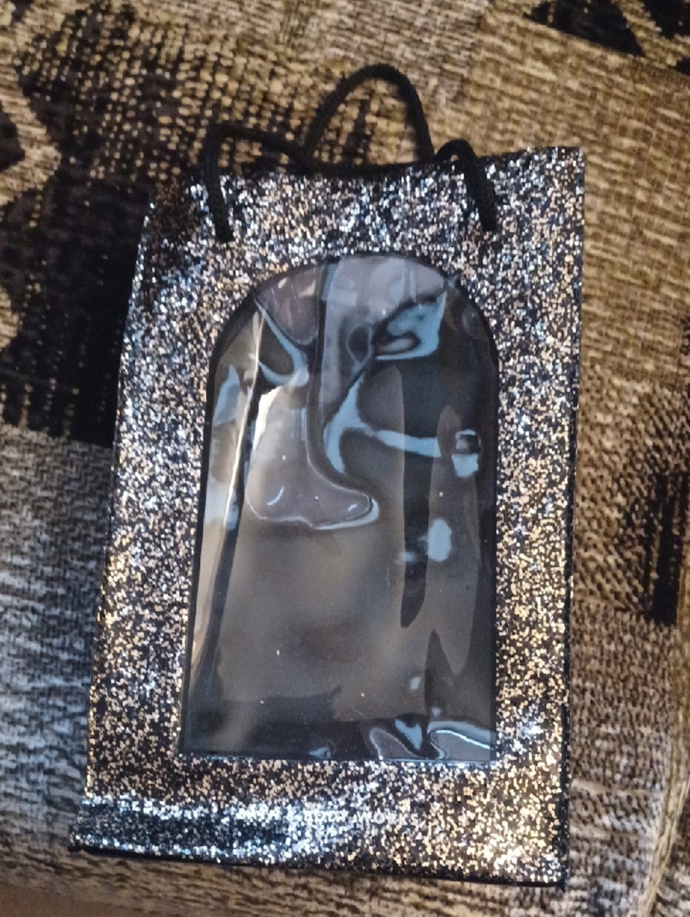 $4 Add-on Sturdy Glitter Black Gift Bag with Clear Window - Bath & Body  Works